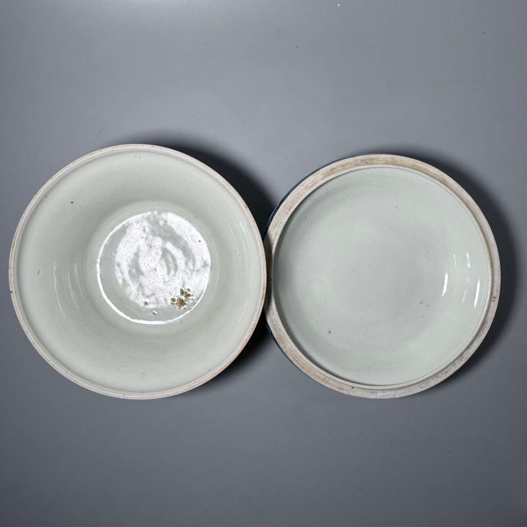 1800年代　江戸期　古伊万里　染錦鶴文様蓋付鉢　大聖寺伊万里　七宝文