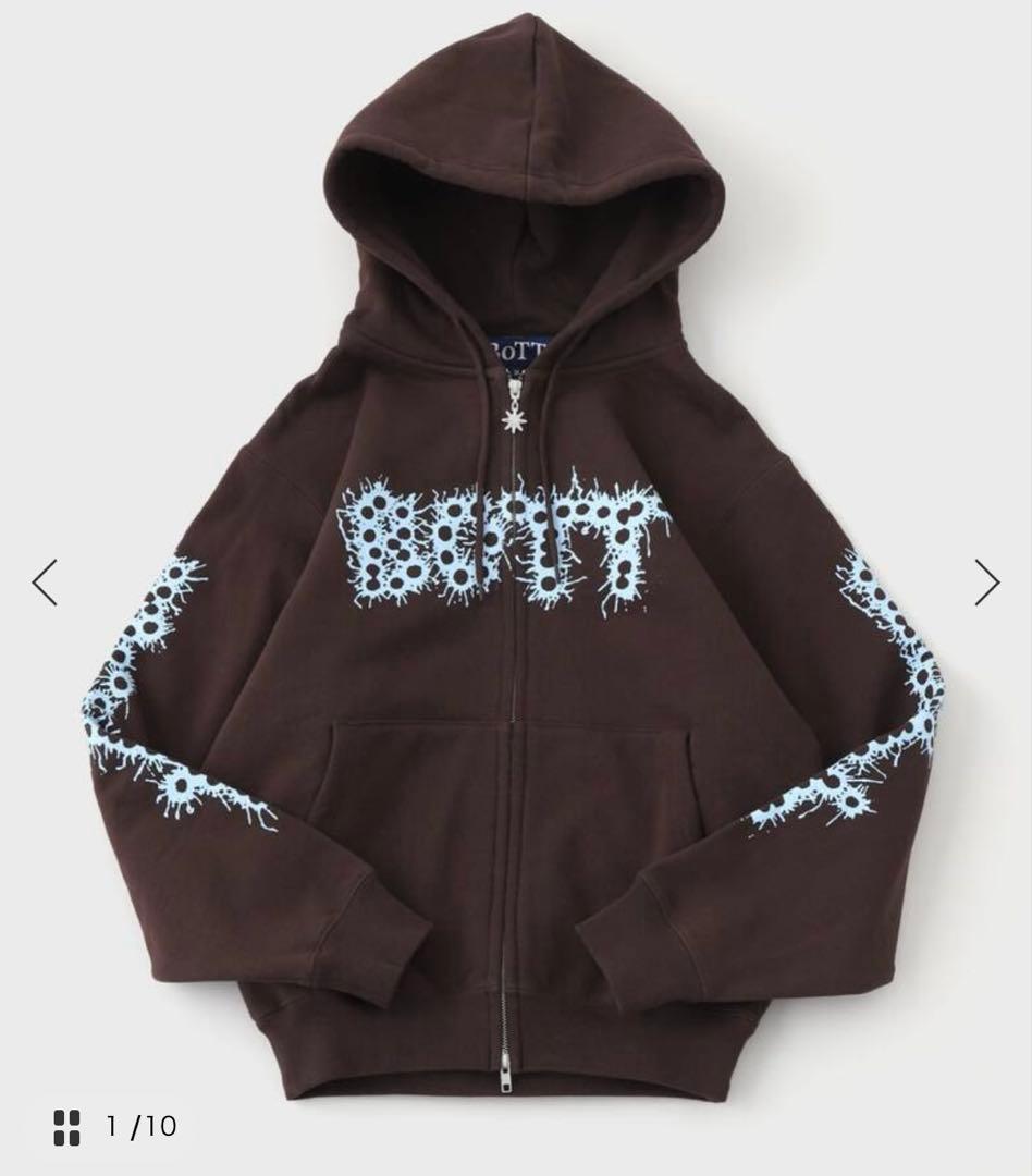 BoTT / ボット BANG LOGO ZIP HOODIE ブラウンパーカー