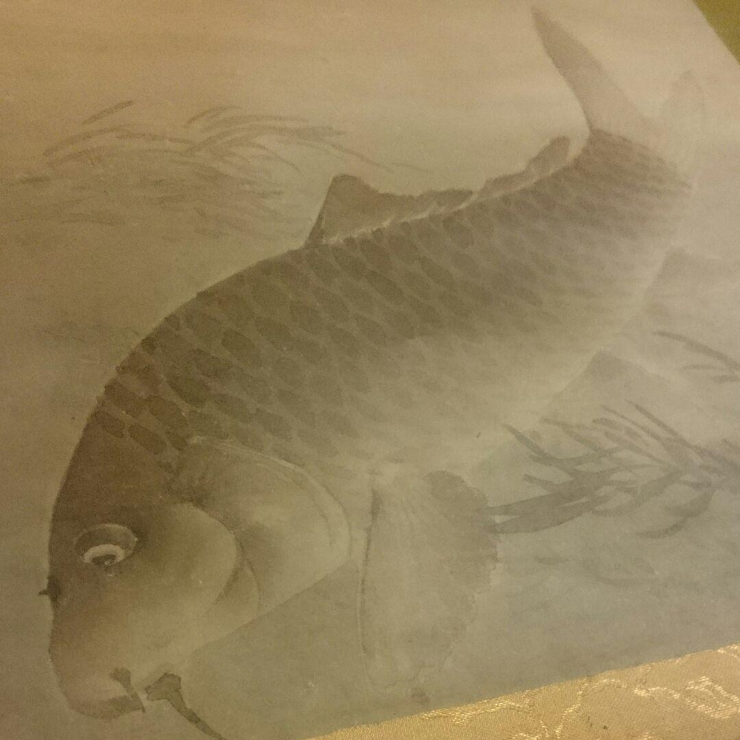 【真作 名品】 小畑稲升「鯉」百貨店銘柄(鳥取大丸購入)