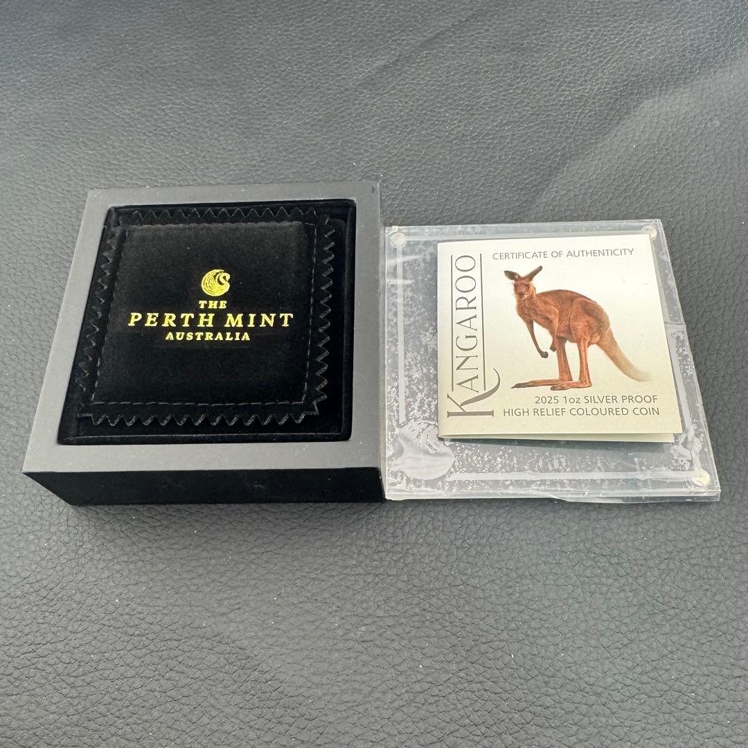 銀貨 ダブルカンガルー ハイリーフ 凹型 極厚銀貨 カラー プルーフ 純銀