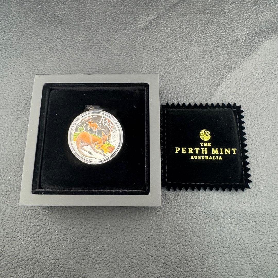銀貨 ダブルカンガルー ハイリーフ 凹型 極厚銀貨 カラー プルーフ 純銀