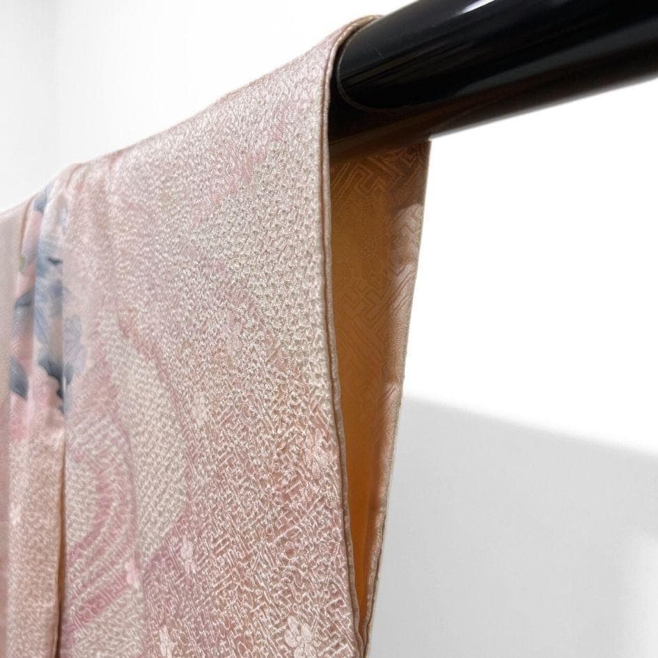 総絞り　牡丹　扇子　菊花　流線　振袖　着物　012a p