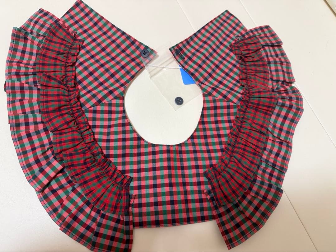familiar チェック柄 フリル付きつけ襟 新品未使用
