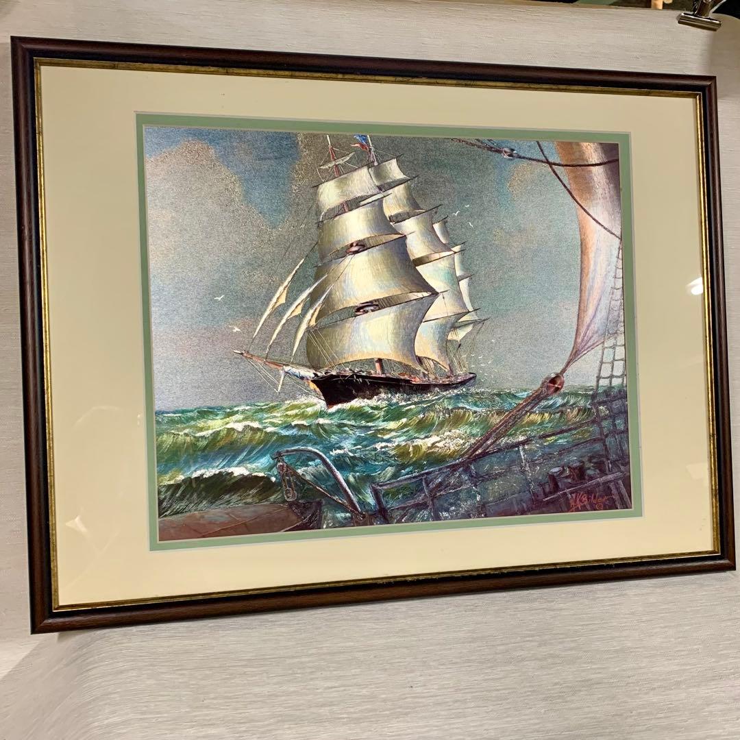 【新品・未使用】英国製 エッチングアート ヴィンテージ ホイルアート 帆船
