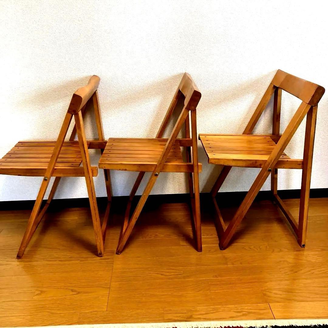 フォールディングチェア 折りたたみ椅子 木製 アンティーク４脚セット