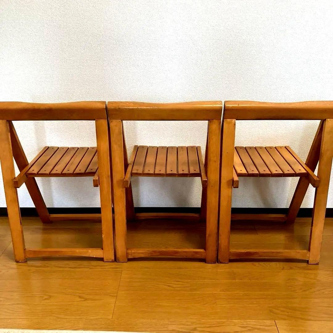 フォールディングチェア 折りたたみ椅子 木製 アンティーク４脚セット