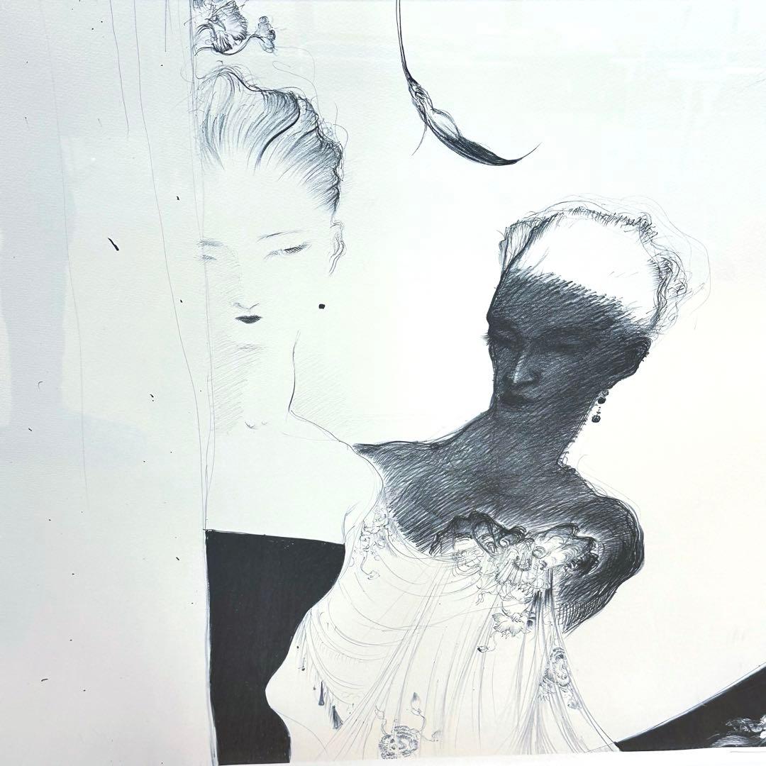 2190様感謝‼️幻想の絵師‼️天野喜孝「月夜」鉛筆直筆署名リトグラフ➕特大パンフ