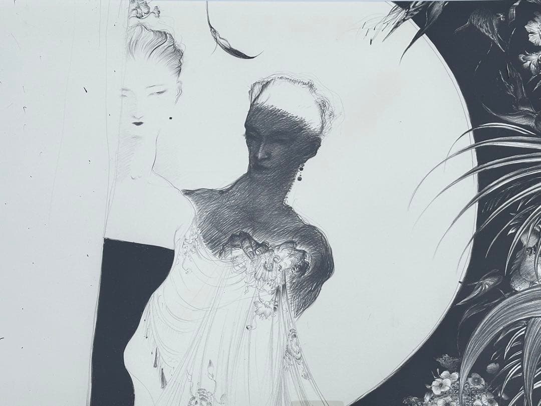 2190様感謝‼️幻想の絵師‼️天野喜孝「月夜」鉛筆直筆署名リトグラフ➕特大パンフ