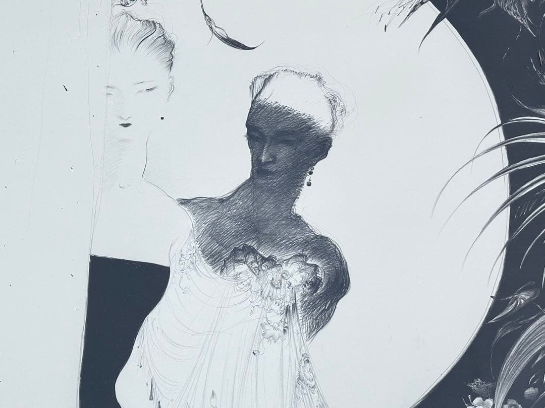 2190様感謝‼️幻想の絵師‼️天野喜孝「月夜」鉛筆直筆署名リトグラフ➕特大パンフ