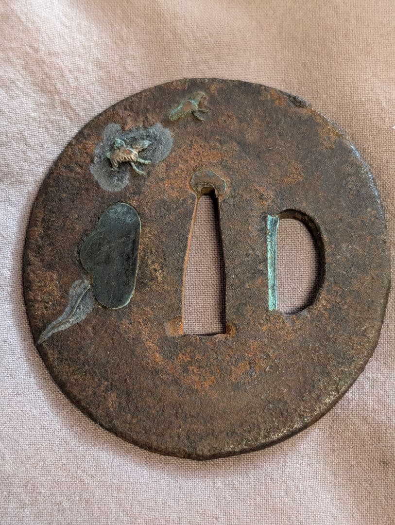 伝統的な鉄製鍔 日本刀装具 刀つばつば止め3個セット