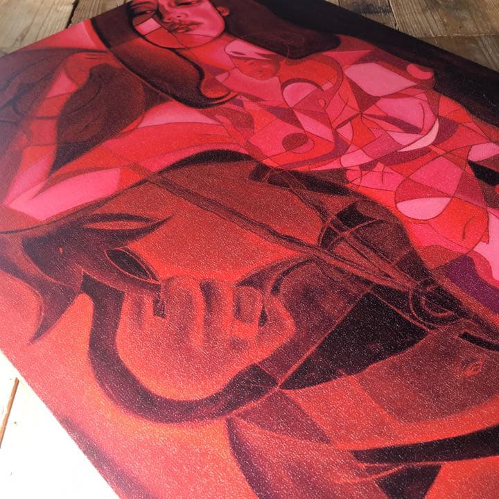 大型　アート　キャンパス　女性