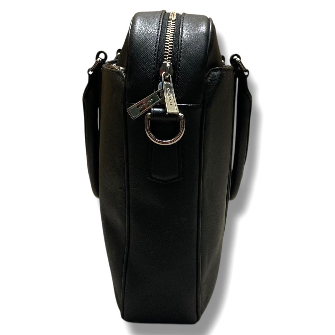 美品　コーチ　ビジネスバッグ　2way　A4収納可　レザー　ブラック