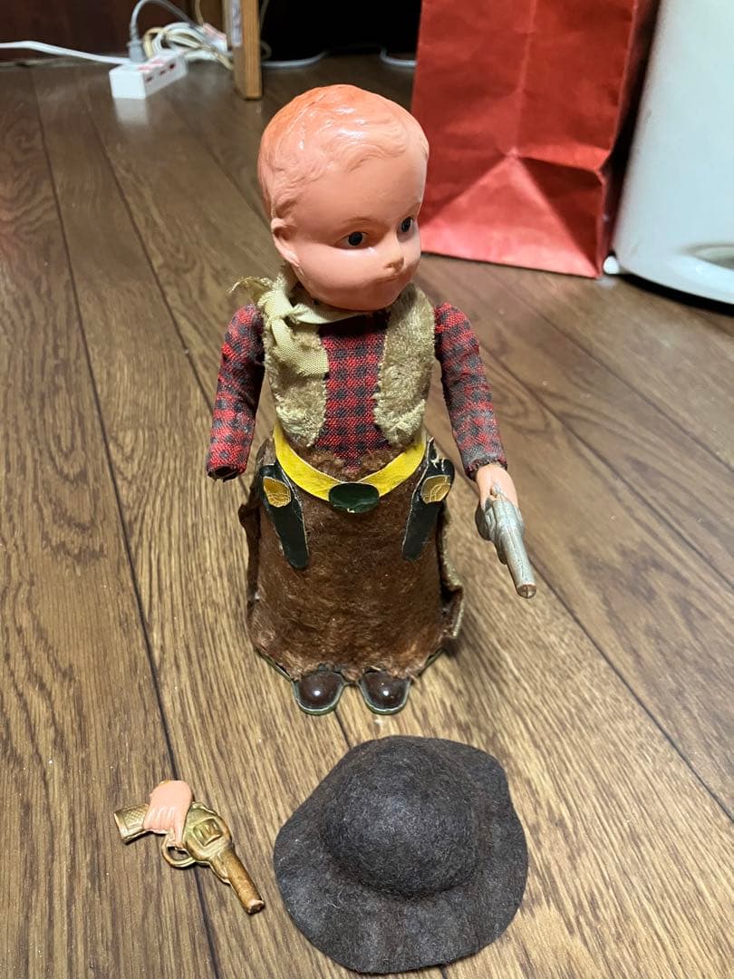 破損あり　ビンテージ　マスダヤ　カウボーイ　ブリキ　可動品　1950年代