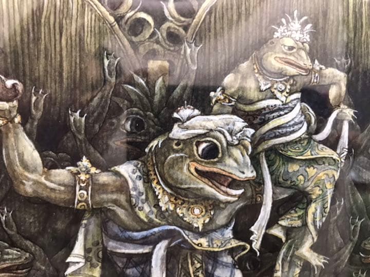 絵画　バリ絵画　カエル