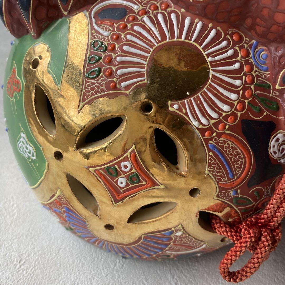 九谷焼　大吉　玉乗り獅子　陶器