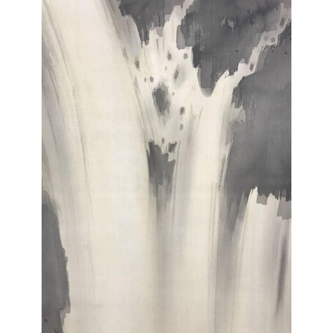 真作/清堂/滝に翡翠図/カワセミ/山水図/花鳥図/掛軸/名家伝来/AK-359