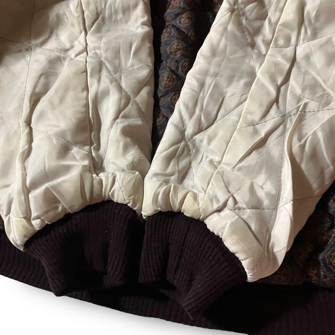 vintageウール調ボンバージャケット裏地ペイズリー柄ブルゾン バーガンディL