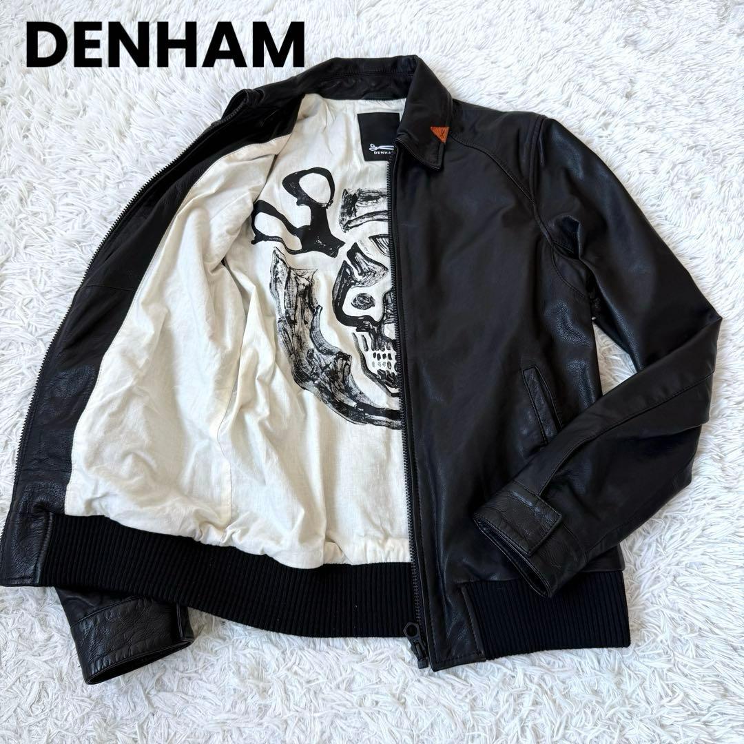 【入手困難✨】デンハム 裏地スカル レザージャケット ヤギ革 シングル S 美品
