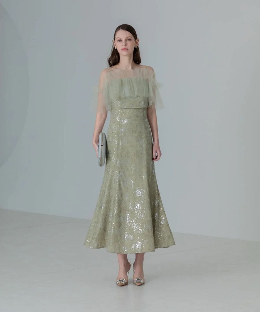 【極美品】Leja チュールフリルボレロペイントマーメイドワンピースドレス