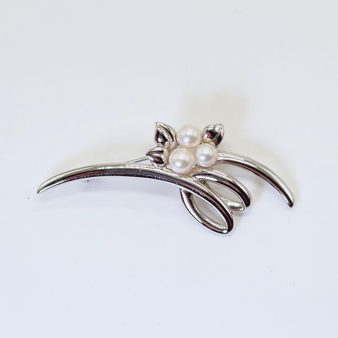 希少 ミキモト パール ブローチ アコヤ 4.5〜5.0mm NHK シルバー