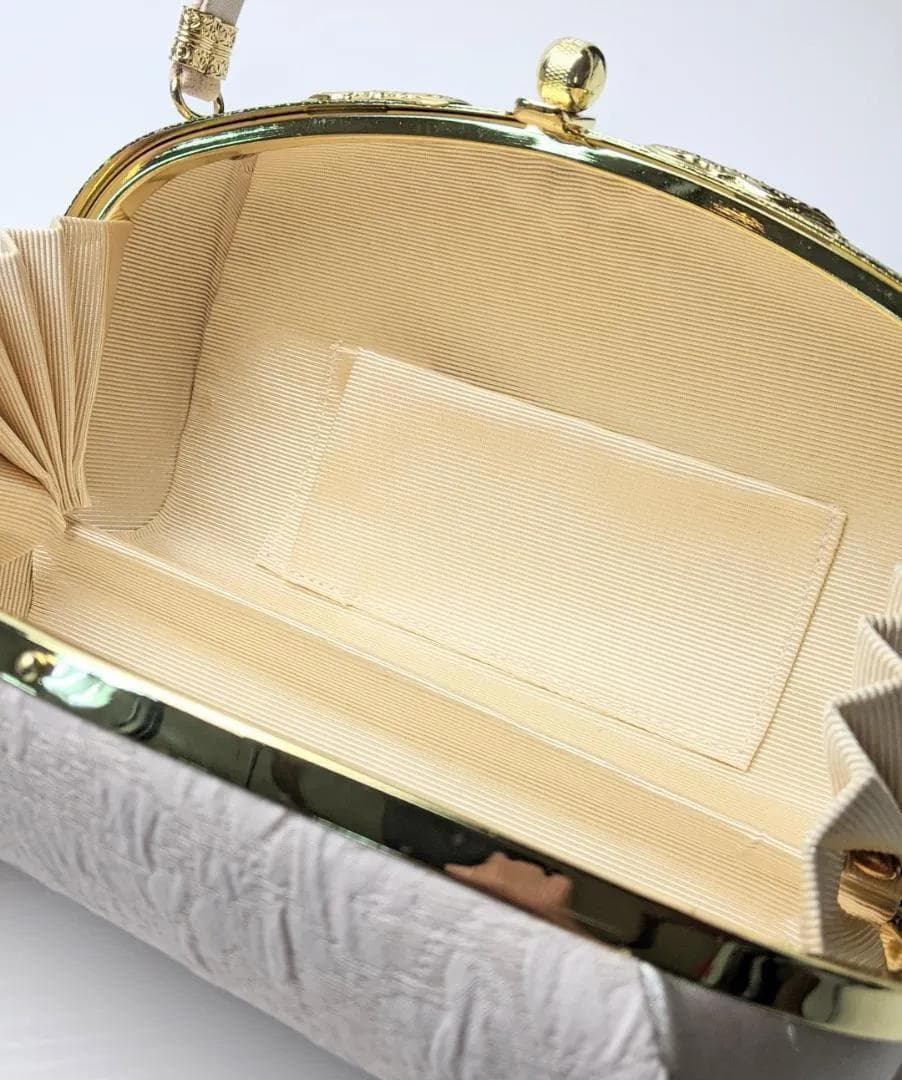 ふくれ織 草履 バッグ セット ベージュ ゴールド フリーサイズ u33-3