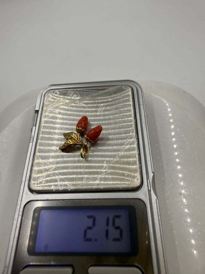 k18 サンゴ、ダイヤモンドのペンダント