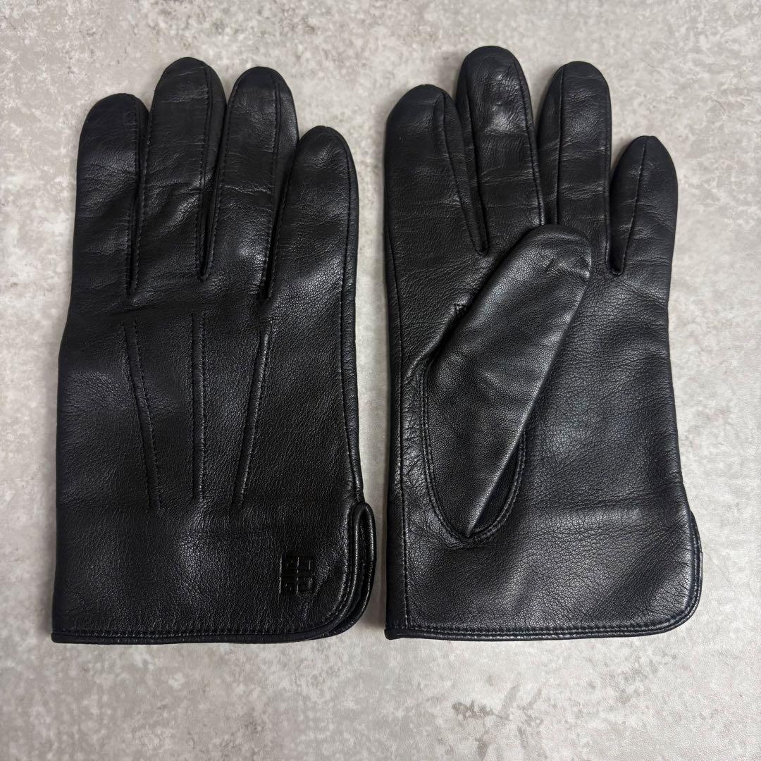 ジバンシー　GIVENCHY レザー　グローブ　手袋　型押　ロゴ　ブラック　本革