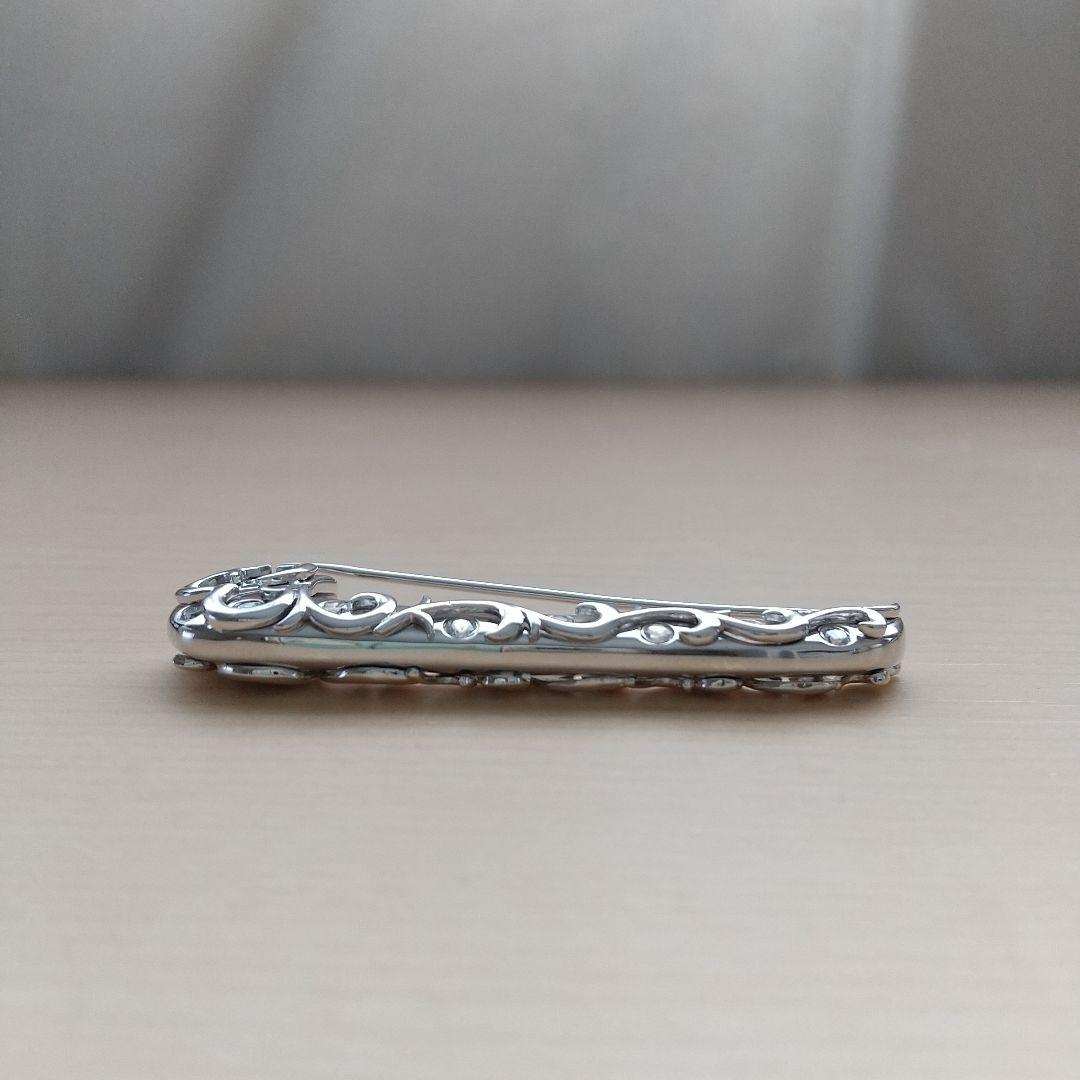 GSTV パラジウムシルバー950天然ホワイトジルコン Miaブローチ