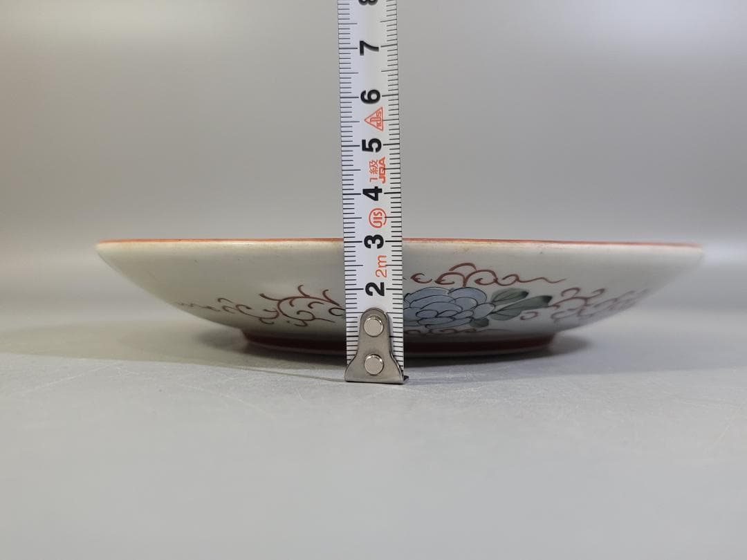 九谷 金彩赤絵 花鳥紋 細密画 皿 六客 明治 DT378