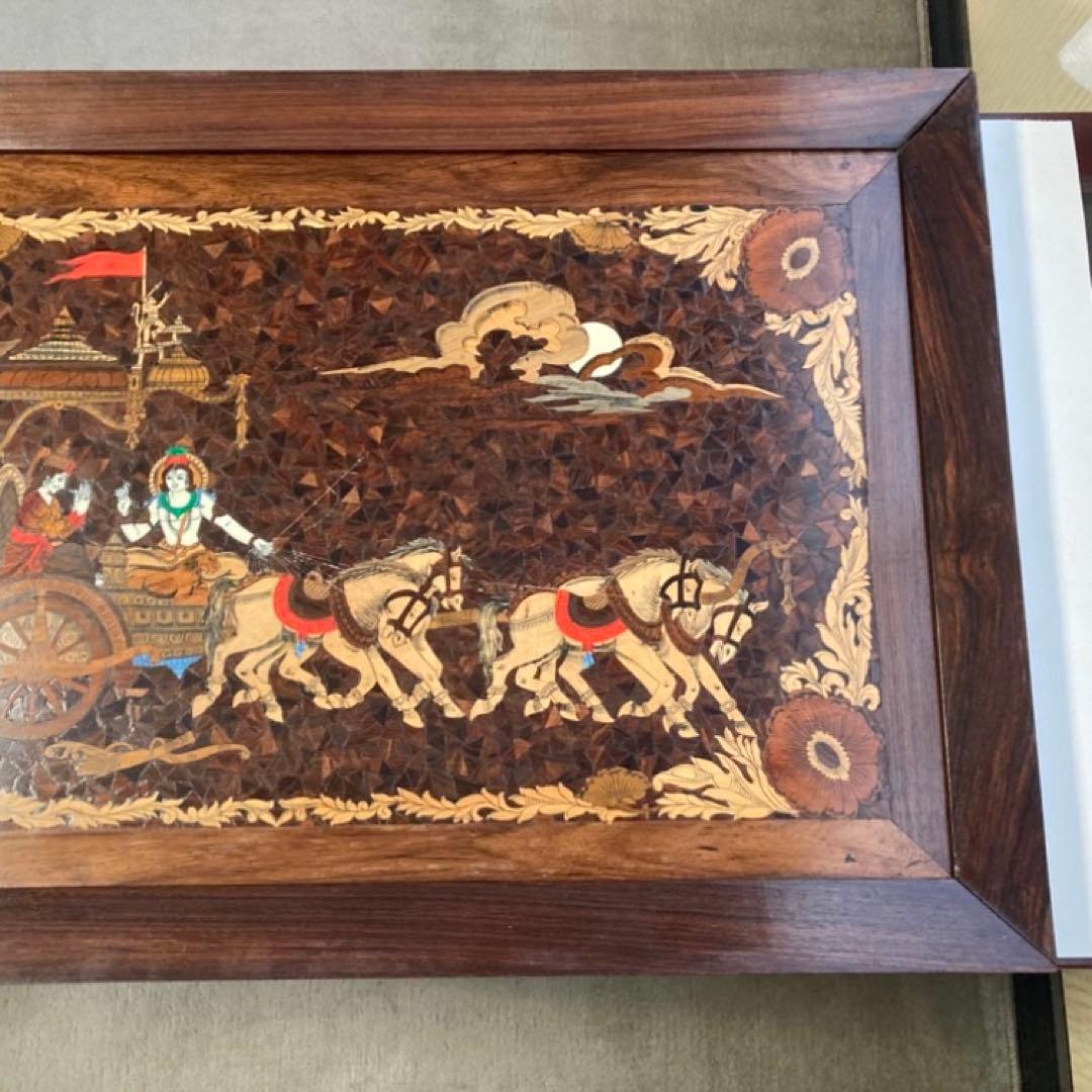 木製 壁掛け 象嵌細工 寄木 彫刻 工芸品 大型 パネル 芸術 アート レトロ