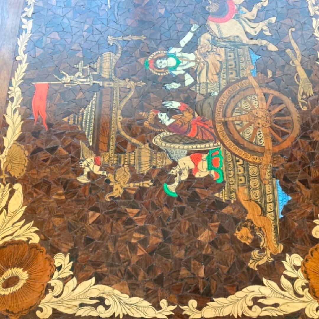 木製 壁掛け 象嵌細工 寄木 彫刻 工芸品 大型 パネル 芸術 アート レトロ