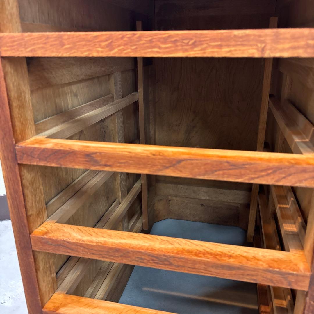 昭和レトロ 木製 5段引き出し｜無垢材 チェスト 大型ラック｜木製取っ手 古道具