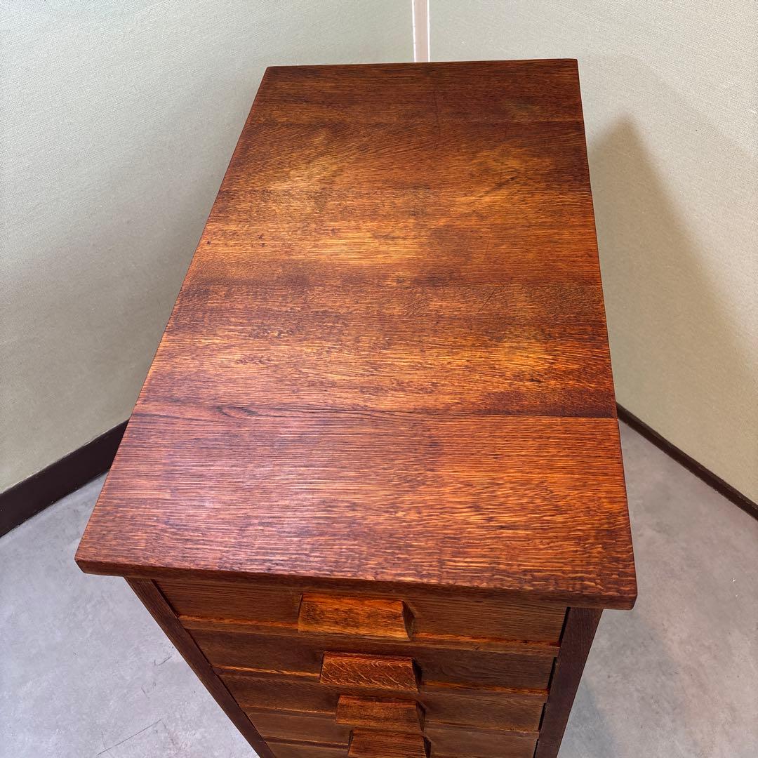 昭和レトロ 木製 5段引き出し｜無垢材 チェスト 大型ラック｜木製取っ手 古道具