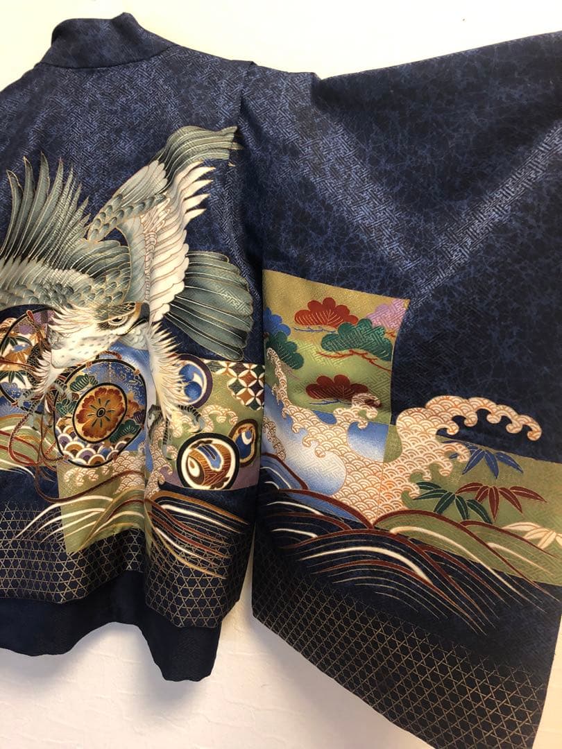 七五三 男の子 着物 袴　フル セット 鶴 波模様