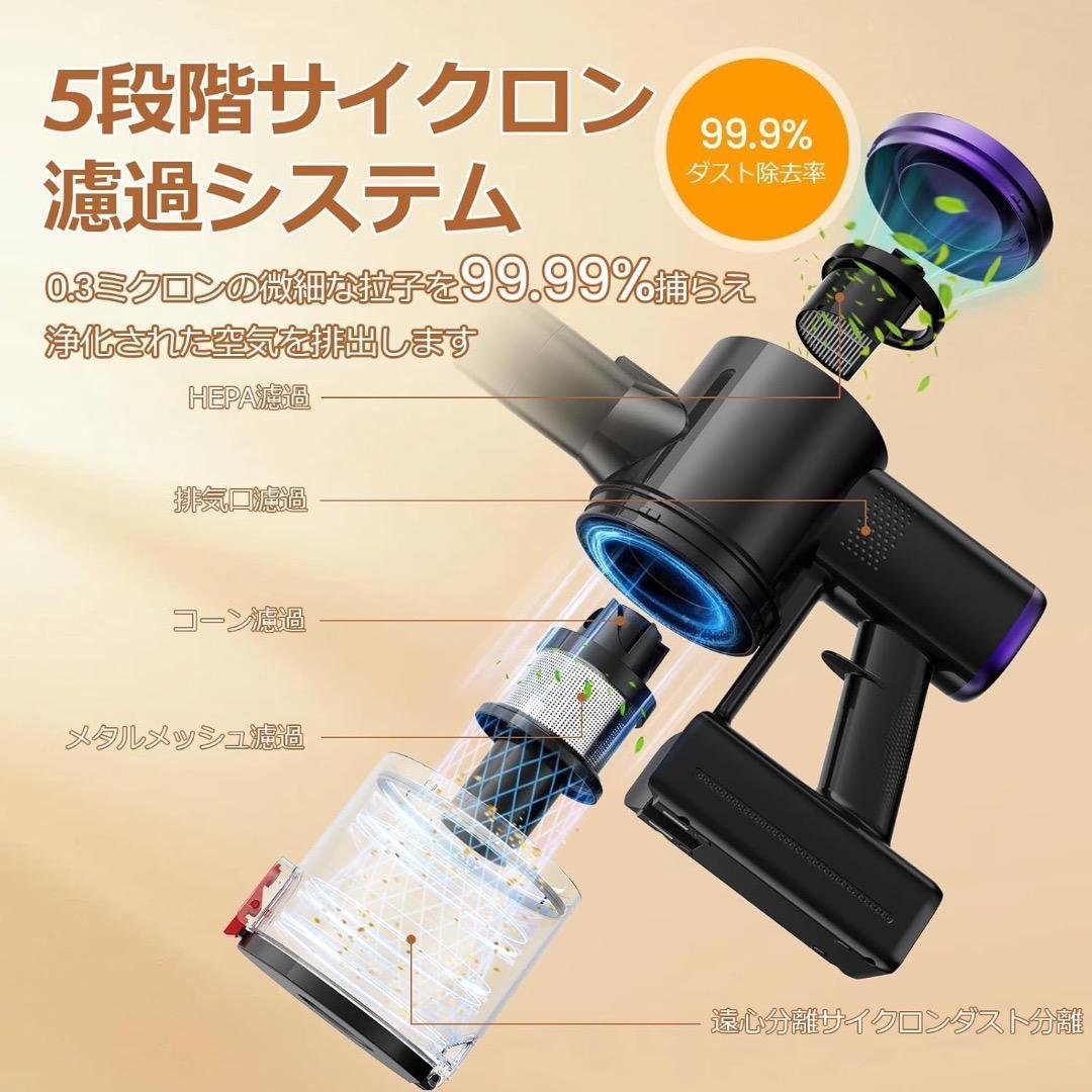 掃除機 コードレス　12月新登場腰痛ゼロ折りたたみ式　70KPa超強力吸引自立式