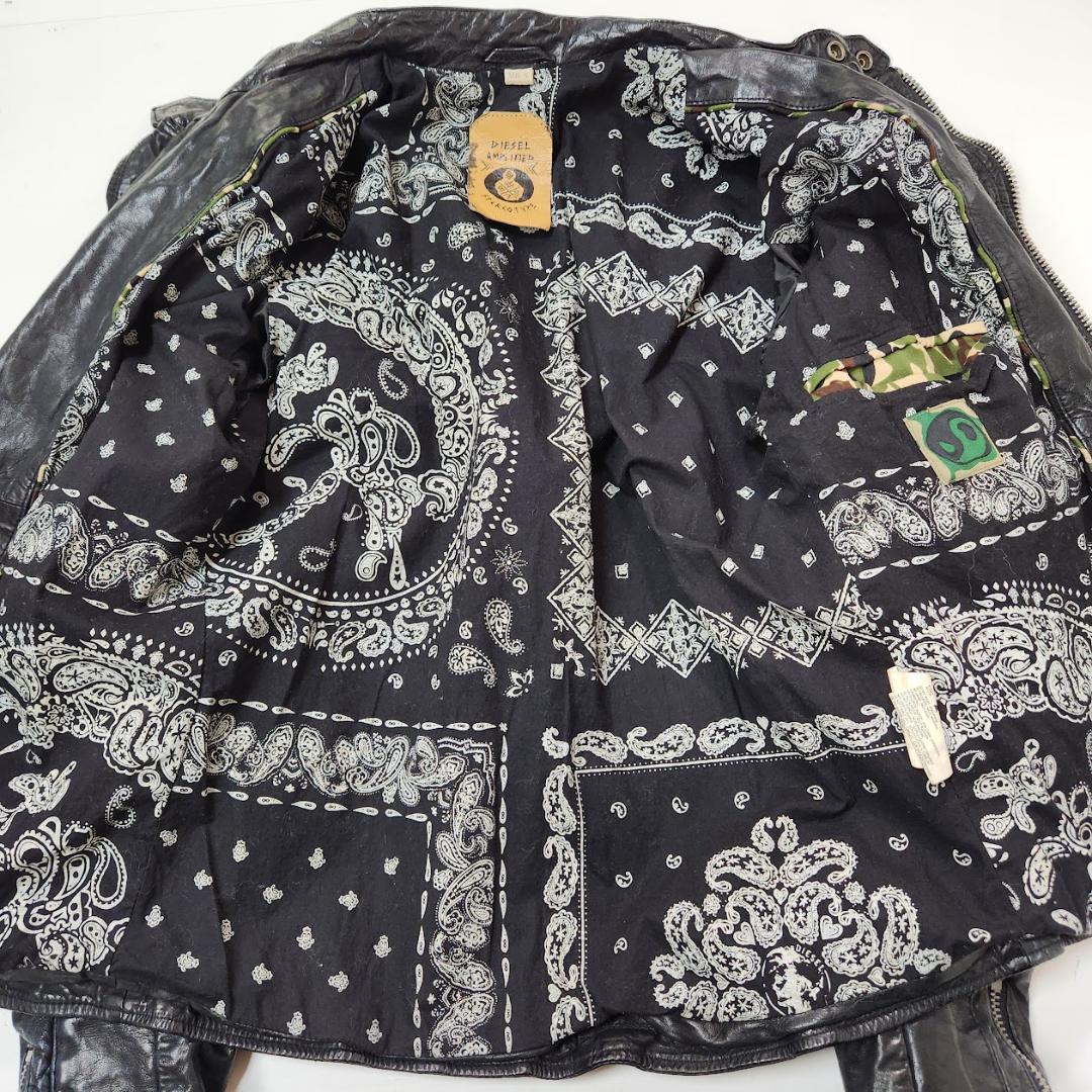 DIESEL ディーゼル シングルライダース ブラック Sサイズ シープレザー