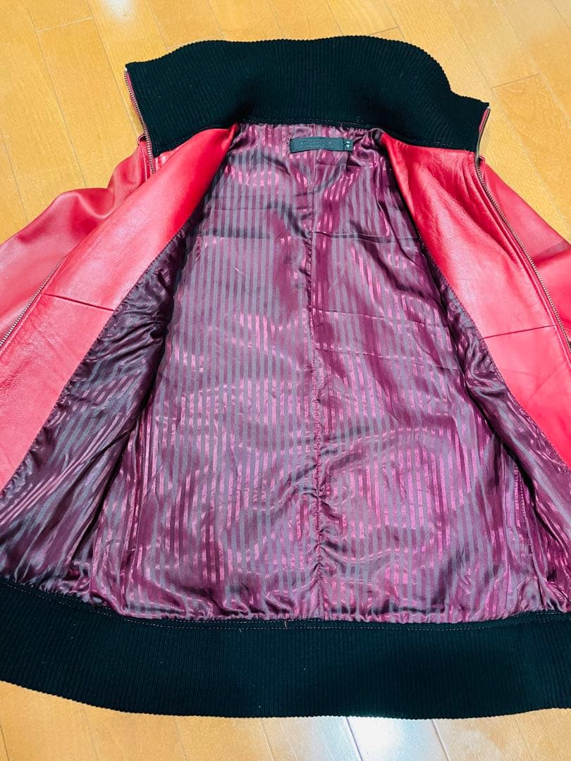 FUGA ライダースジャケット シングル ラムレザー 赤