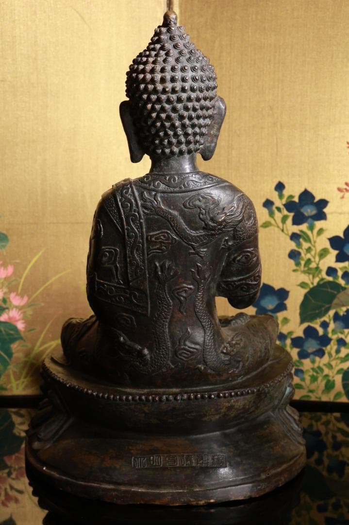 BE856 チベット仏　アミターバ　阿弥陀如来坐像　銅製　仏教美術