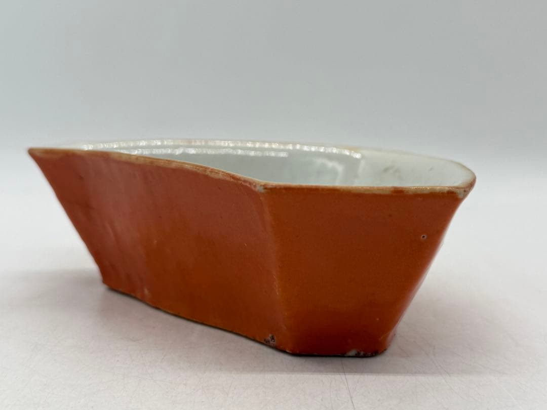 ※中国　清時代　紅釉 多角皿　送料込み250602