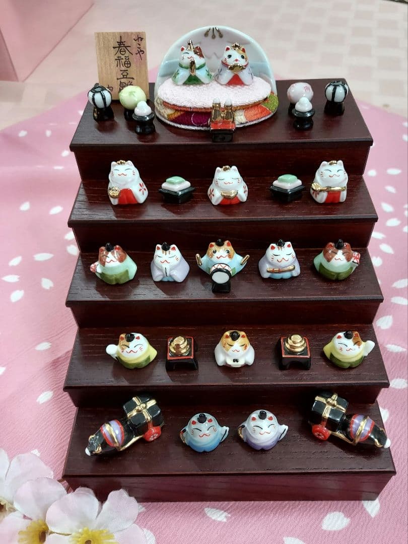 お雛様　猫舎道楽堂本舗 　春福豆雛5段飾り