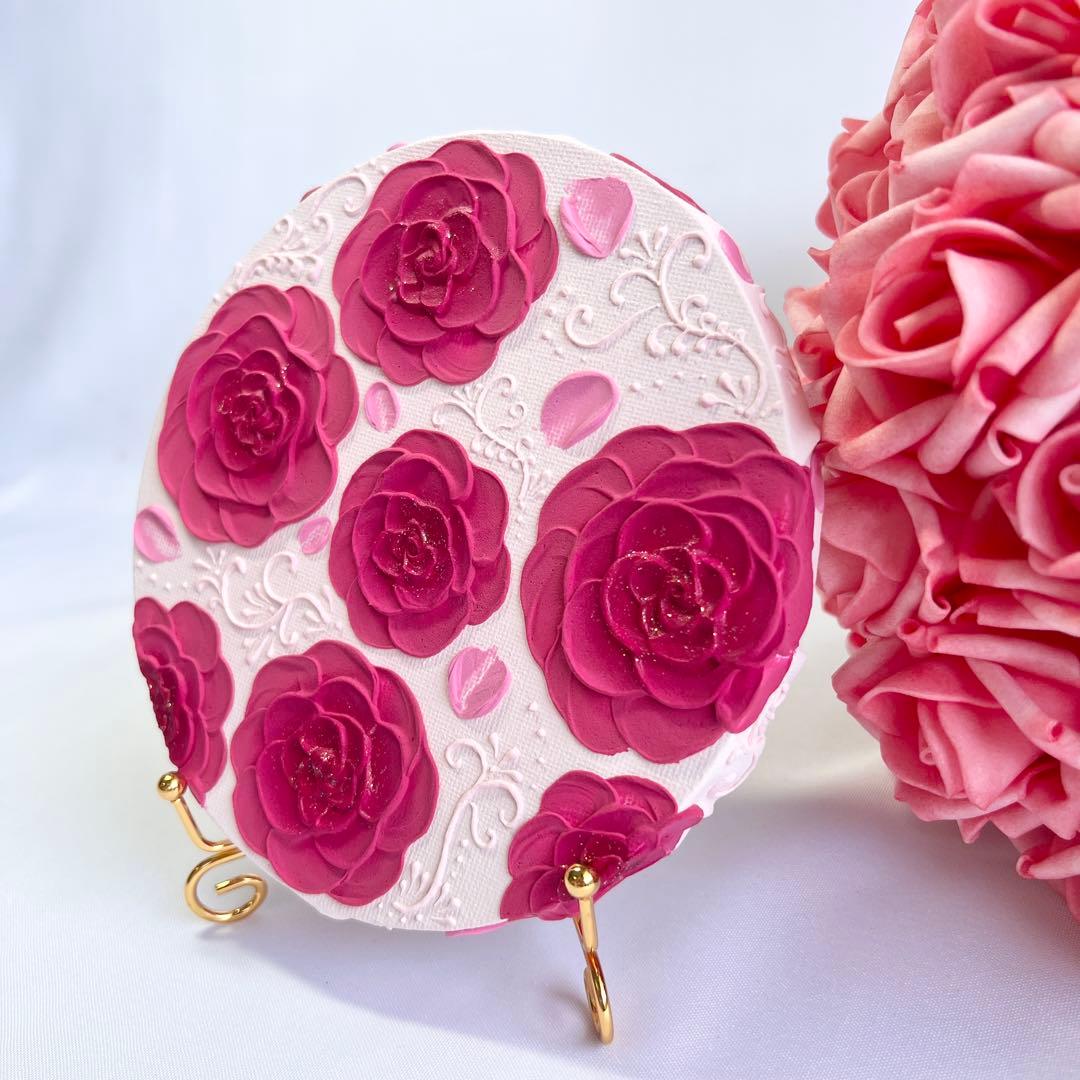 melia テクスチャーアート　絵画　インテリアアート　花　立体　絵　　花の絵