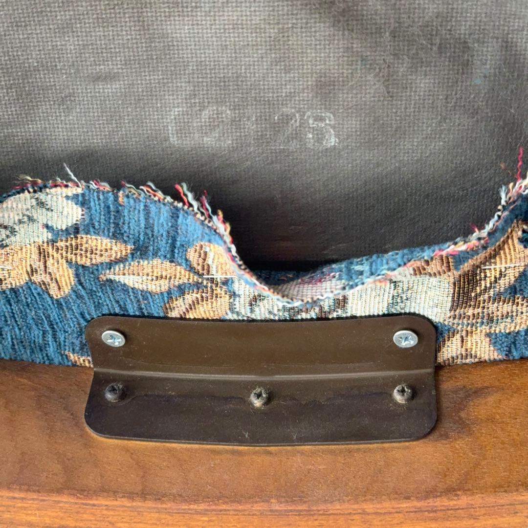 オールドカリモク コロニアル 花柄 ベロア ラタン アームチェア アンティーク