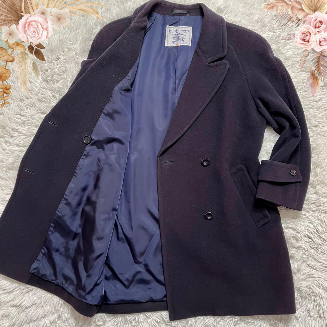 【美品】Burberry バーバリー ダブルブレスト ダブルコート カシミヤ混