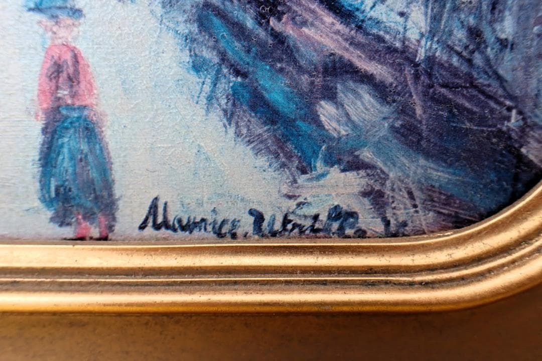 Maurice Utrillo ヨーロッパ風景画 風車の街 油彩画 額装付き