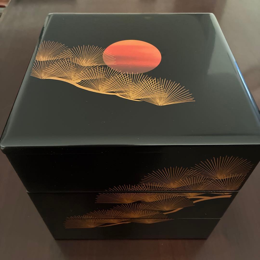 輪島塗 三段重 沈金 天然木