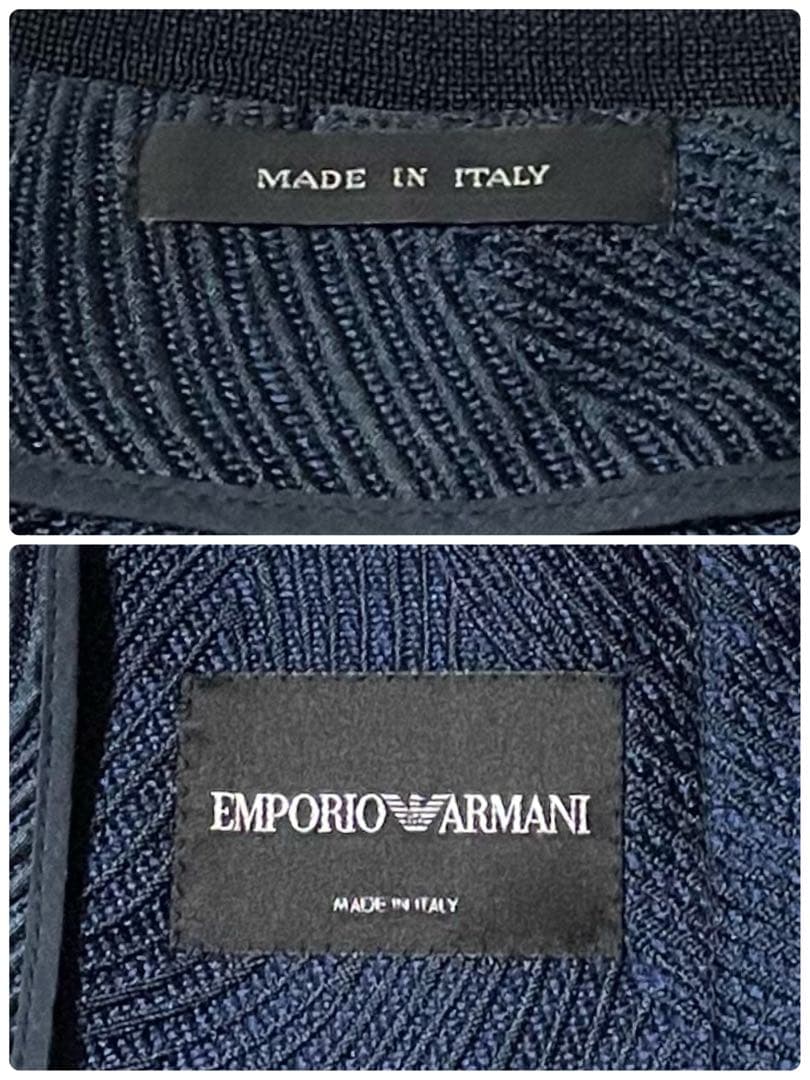 専用エンポリオアルマーニ 波状エンボス ボンバージャケット 48/L美品シルク混