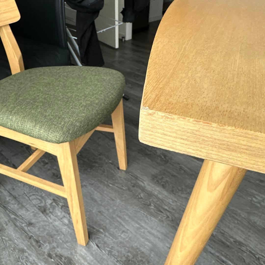 Francfranc楕円形ダイニングテーブルとチェア2脚セット