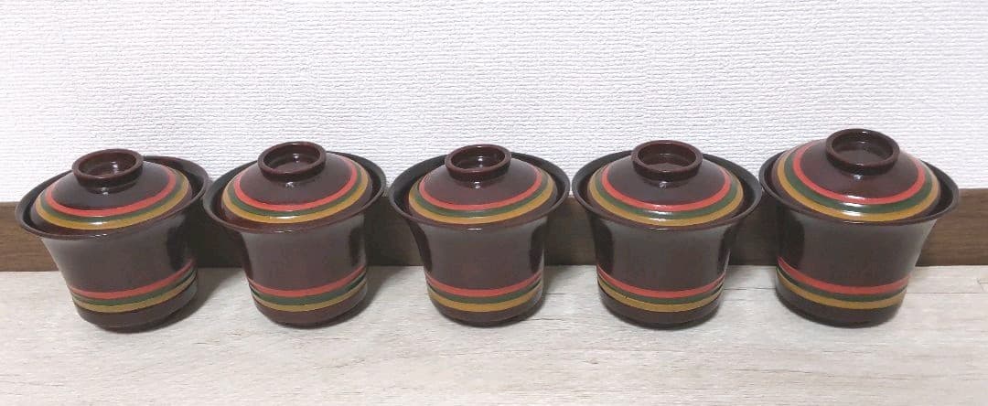 お値下げしました、5客組　目はじき　独楽塗　小吸物椀