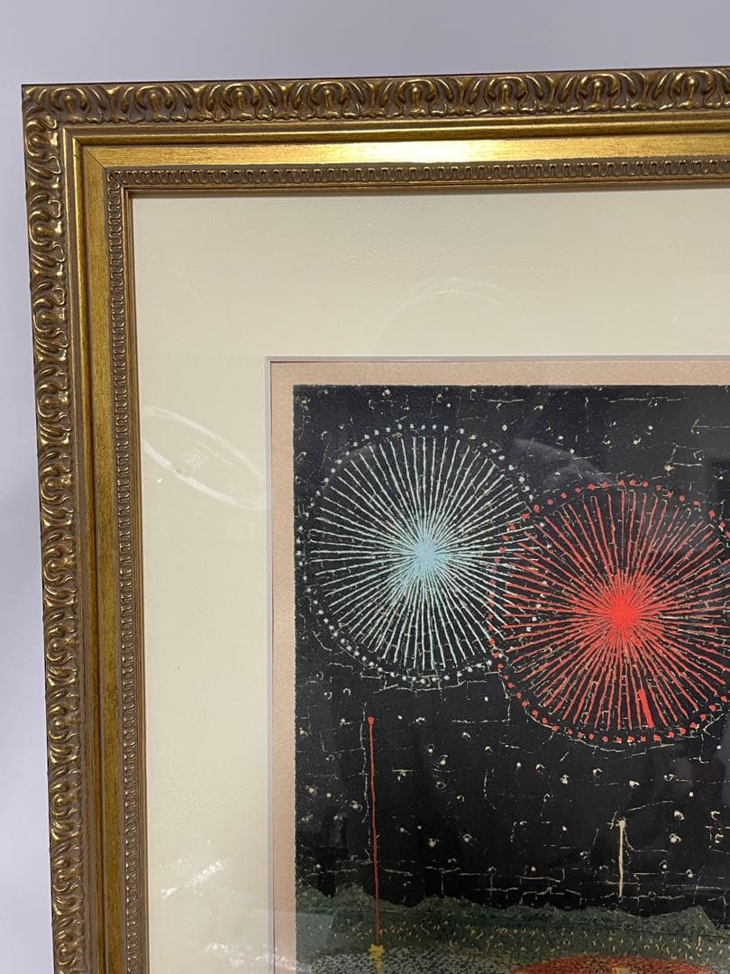 【真作】山下清「長岡の花火」リトグラフ 絵画家 限定300部 額装269/300
