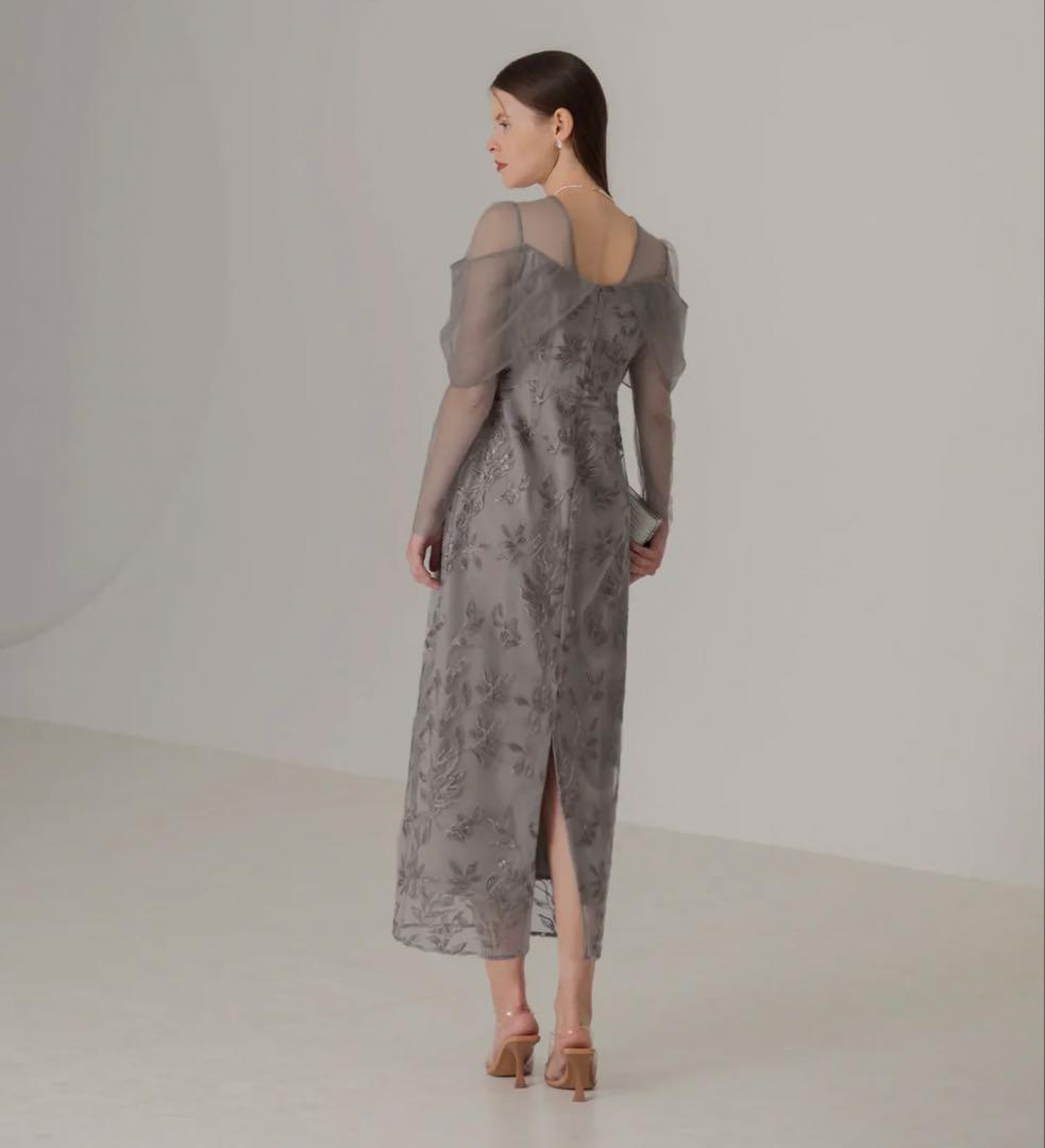 【一回試着】チュールロングスリーブリーフIラインワンピースドレス